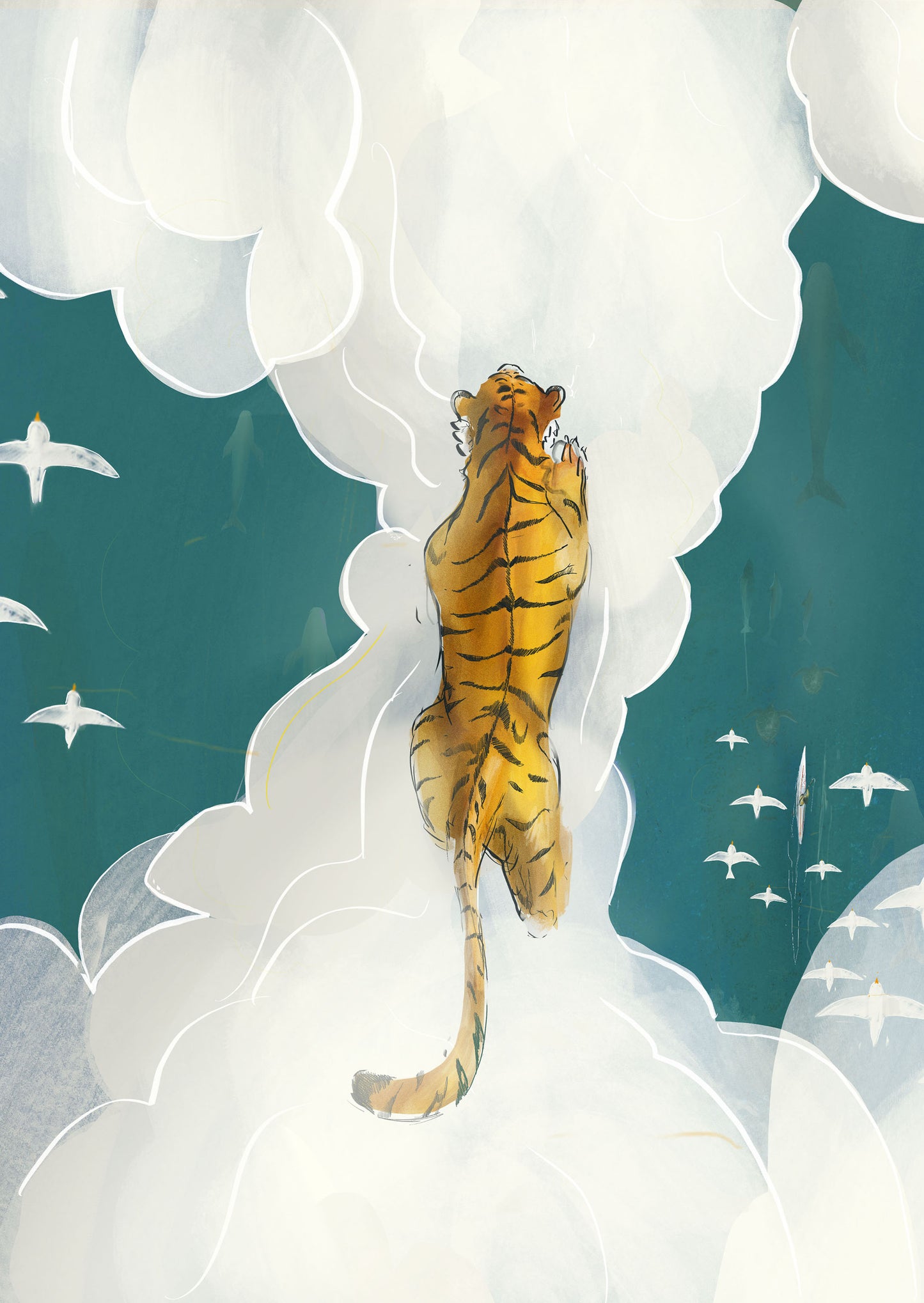 Tiger bland molnen